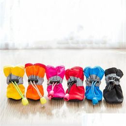 Dog Apparel 4Pcs/Set Footwear Thick Dog Socks Waterproof Anti-Slip Winter Warm Rain Boots Puppy Sneakers Protective Pet Shoes Supplie Dh0Ux