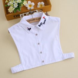 Bow Ties Women Embroidery Fake Collar Half Shirt Vest Ladies Detachable False Lapel Sweater Decoration Solid Color Faux Col