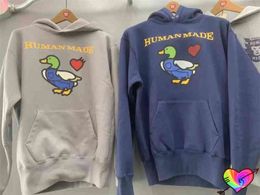 Men's Hoodies Sweatshirts 2022 Patch Duck Human Made Hoodie Men Women Sleeve Embroidered Heart 1 1 Human Made Sweatshirts Fleece Loose Pullovers G220914