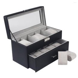 Watch Boxes 10 Slot 2-Tier Fashion Box Case Jewelry Storage Holder With Cover