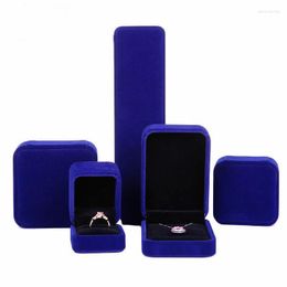 Jewelry Pouches Dark Blue Velvet Black Inside Necklace Pendant Chain Display Holder Packing Ring Gift Box Bracelet Bangle Storage Case