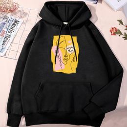 Men's Hoodies Men's & Sweatshirts Art Lady Self Portrait Printing Men Oversize Artistic Abstract Pattern Round Neck Sweatshirt Male