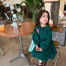 Girl's Dresses Dress Full Sleeve Knee Length Pullover A-line Print Regular Cotton New Fashion Simple Sweet Spring Autumn Children Girls