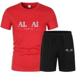 2022 Summer Tracksuit T-shirt Shorts 2 Piece Set Mens Mesh Fabric Quick-drying Sportswear Suit Comfortable Man Casual T-shirt