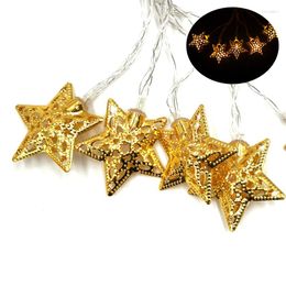 Strings 3D Five Star Holiday Lighting Metal String Lights 10 Meters Decorative Lamp For Wedding Party Room Decoration Power IY310229