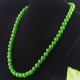 Green Jade Stone Beads 8mm Round Natural Stones Beaded Necklaces Strand Girl women Fashion Jewelry 45cm Easter Day gift F3028