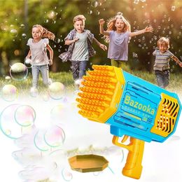 Gun Toys Galtin Bubble Gun 69 Holes Automatic Rainbow Rocket Boom for Kid Light Up Music Bubble Machine Party Supplies for Birthday Gift 220914