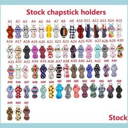 Party Favour Neoprene Keychain Sports Printed Chapstick Holder Leopard Wrap Lipstick Holders Lip Er Party Favour Gift 61 Designs Drop D Dh58Q