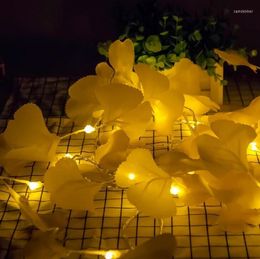 Strings LED Ginkgo Leaf String Light Decoration Holiday Coloured Battery Box Lamp 1.5m 10led