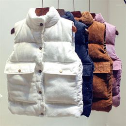 Women's Vests Women's Autumn Women Corduroy Down Cotton Vest Lady Short Paragraph Girl Sleeveless Jacket Outwear Winter Clothes Big