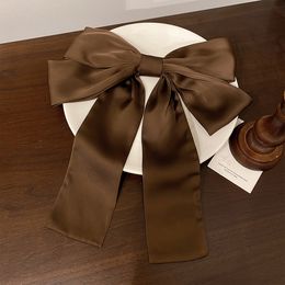 Fashion Two Layers Satin Bow Barrettes Solid Color Pleated Hair Clip Chiffon Fabric Knotted Hair Claw Headwear Hair Accessories