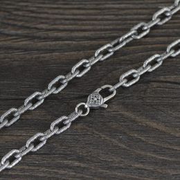 Chains S925 Sterling Silver Retro Peace Pttern Classical Round Chain Necklace Man Male Thai Chinese Folk-custom Jewerly