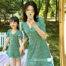 Family Matching Outfits Family Matching Outfits Mom Kids Clothes Mother and Daughter Dresses Chiffon Short Sleeve Floral Princess Dress Mommy Me Clothes 220914