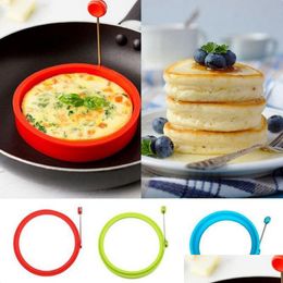 Egg Tools New Sile Fried Egg Pancake Ring Omelette Round Shaper Eggs Mod For Cooking Breakfast Frying Pan Oven Kitchen Drop Delivery Dhwjb