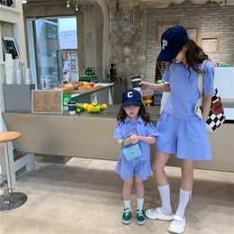 Family Matching Outfits Mother And Daughter Clothes Sets Mommy And Me Summer Outfit Korean Children's Clothing Mom Daughter Couple Look Fashion 220914