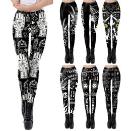 Women's Leggings VIP FASHION Funny Sexy Printed Elastic Vintage Steampunk Skinny Pencil Pants Printed Ankle Pants Cosplay Leggings Gothic 220914