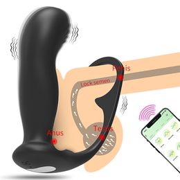 cock machines UK - Sex Toy Massager Wireless Bluetooth Anal Toy Vibrator Silicone Dual Cock Rings Butt Plug Stimulator Vaginal g Spot Climax Machine for Men