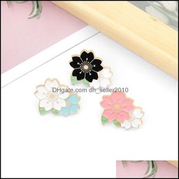 Pins Brooches Sakura Enamel Pin Custom Pink White Brooches Bag Lapel Cartoon Flowers Badge Jewellery Gift For Friends 6126 Q2 Drop Del Dhcrs