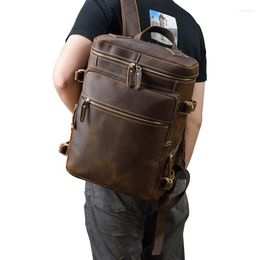 Backpack Men Genuine Leather For Teenagers School Casual Large Capacity Travel Bags Business Male Real Laptop Office Bag