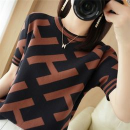 Women's Knits Tees women's cashmere sweater short-sleeve spring and summer loose knitted cashmere short-sleeve T-shirt 220914