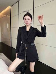 Brand Women's Tracksuits C&E home 2022 Autumn and Winter New Flocked All over Suit Coat High Waist Shorts Set with