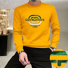 Men's Round Neck Sweater Heavy Craft Hoodies Letter Embroidery Sequins Trendy Brand Male Pullover Long Sleeved Shirt High-quality Man Clothing M-4XL