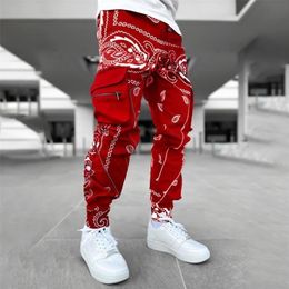 Men's Pants Paisley Cargo Pants Fashion Men's Reflective Joggers Oversized Streetwear Harajuku Hip Hop Jogger Pants Black Trousers Bottoms 220914