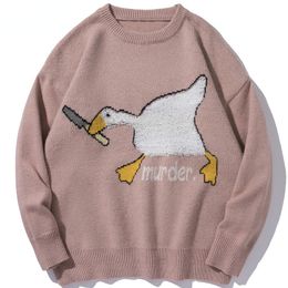 Men s Sweaters Men Streetwear Spoof Duck Pattern Knitted Autumn Fashion Harajuku Cotton Loose Casual Pullover Tops 220913