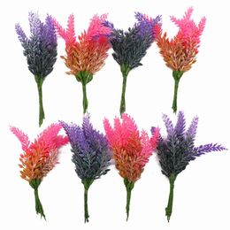 Faux Floral Greenery 6 pcsparty Artificial Flowers Romantic Mini Plastic Lavender For Wedding Christmas Home Decoration Diy Handicraft Gift Fake Flowers J220906