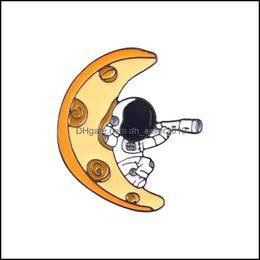 Pins Brooches Customised Astronaut Hard Enamel Pin Charms Alloy Bk Brooches Women Jewellery Custom Cartoon Moon Planet Paint Badge Pin Dhajh