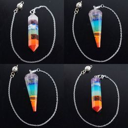 Pendants 7 Chakra Beads Chain Pendant Gem Stone Pendulum Jewelry Lapis Lazuli Tigerite etc Charms Accessories Jewelry BN348