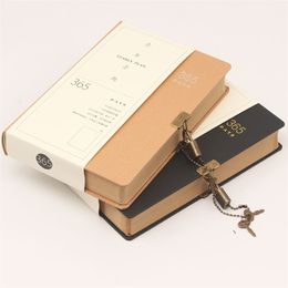 Notepads Vintage 365 Day Schedule Book with Locked Notebook Hand Ledger Diary Thickened Blank Kraft Paper Inside Pages Planner Agenda 220914