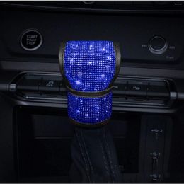 Interior Accessories Bling Auto Shift Gear Knob Cover With Crystal Glitter Rhinestones For Women Car Decoration Blue Black Green