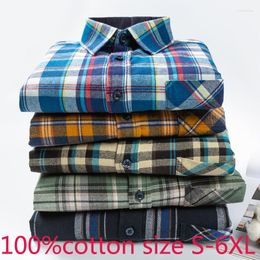 Men's Dress Shirts Men's Arrival Autumn Cotton Long Sleeved Smart Casual Flannel Plaid Large Thick Plus Size S M L XL 2XL 3XL 4XL