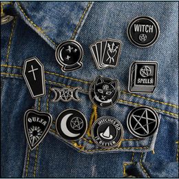 Pins Brooches Witch Ouija Moon Tarot Book New Goth Style Enamel Pins Badge Denim Jacket Jewellery Gifts Brooches For Women Men 167 T2 Dhmus
