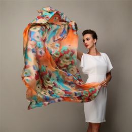 Scarves Winter Fashion Womens Scarf Mulberry Silk Shawl Female Long Blue and Coffee 180x110cm 220913