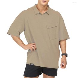 Men's Polos 2022 Man Fashion T-shirt Solid Colour Lapel Summer Half Sleeve Loose Shirt High Quality Slim Po-lo For Men Fitness Sports