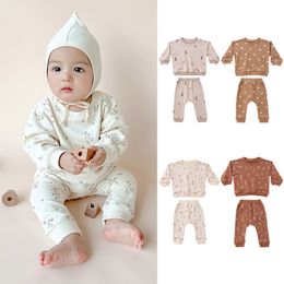 Baby Two Piece Clothing Set Autumn Spring Long Sleeve Sweatshirt Pants Cotton Prints Outfit for Newborn Toddler 6-24M