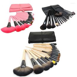 Makeup Brushes 24Pcs Wood Kit Professional Cosmetic Make Up Set Pouch Bag Case