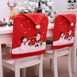 Christmas Chair Back Cover Decoration Chairs Hat Decorations for Home Dinner Table Xmas Chair Covers SN4687