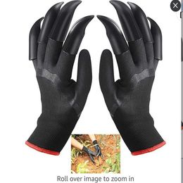 Garden gloves with claw Rubber Garden dig planting waterproof outdoor l work gloves ABS Plastic 4/8 claw