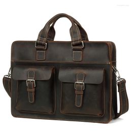 Briefcases JOYIR Genuine Leather Portable Bags Hand Laptop Bag Men Large Capacity Briefcase Male Messenger Shoulder Packs For Ipad Work