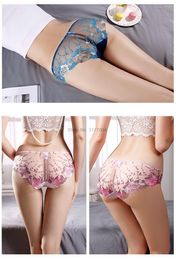 Panties DHL 100pc Seamless Lace Sexy Net Yarn Low Waist Within Temptation Underwear Women Embroidery Transparent