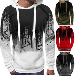 Men's Hoodies Fashion Men Fall Winter 3D Print Fleece Hoodie Casual Long Sleeve Loose Top Jogging Sweatshirt Hip Hop Harajuku