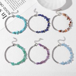 Simple Natural Stone Silver Chain Bracelet Women Fashion Generous Irregular Crystal Gemstone Bracelet Party Wedding Jewelry Gift