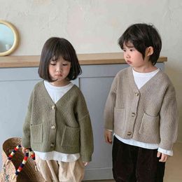 Pullover Korean style Autumn New siblings casual loose cardigan children fashion Irregular design knitting sweaters 0913