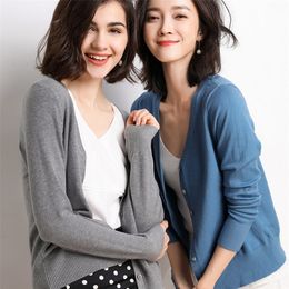Women's Knits Tees Ladies Long-Sleeve Knitted Cardigan Autumn And Winter Korean Thin Casual Sweater Slim Button Women's Clothing 121413WYA 220914