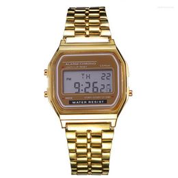 Wristwatches Men's Retro Business Watch Led Display Figure Show Stainless Band Personality Wristwatch Digital Alarm Stopwatch 0262