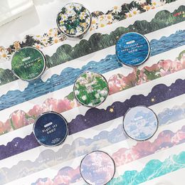 Gift Wrap Cute Sky Clouds Landscape Painting Decorative Adhesive Tape Color Masking For Stickers Scrapbooking DIY Craft Po