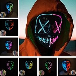 Halloween luminous mask black V-shaped terror LED masks ghost face EL fluorescent atmosphere props Glowing MaskLT026